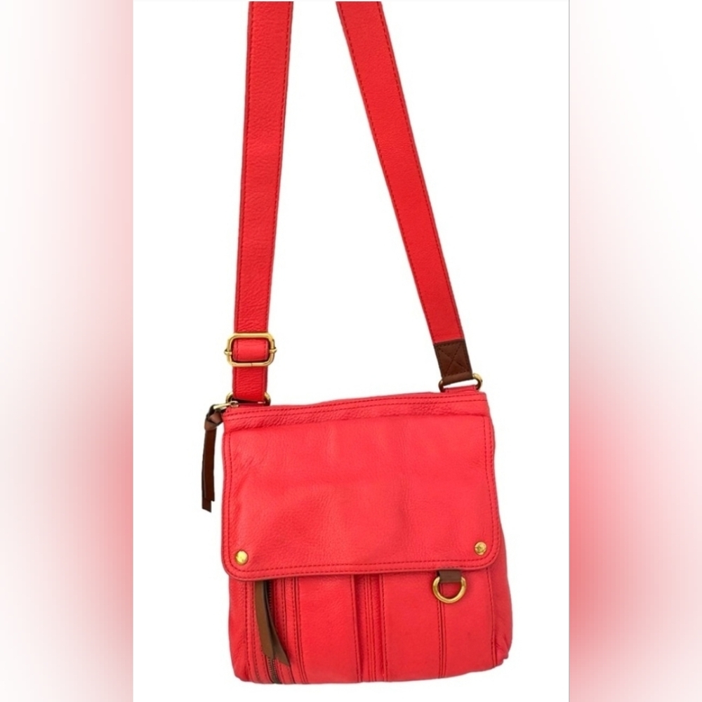 Fossil Morgan Traveler Red Leather Large Crossbody Bag Messenger Bag Women’s